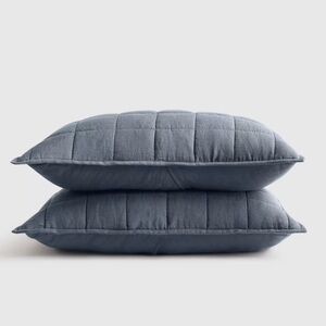 QUINCE European Linen Box Quilted Sham Set Standard Nightfall 3674